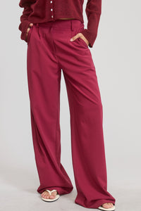 Pantalon Trouser Burgundy Pleated Mara