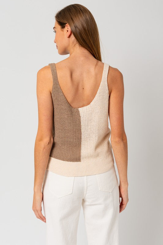 Top Knit Colorblock Taupe/Beige Sophie