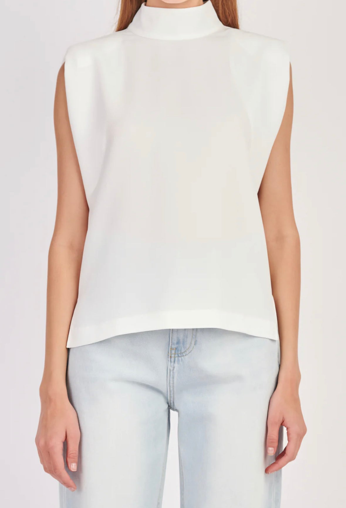 Camisa Blanca Padded Mid Turtle Neck