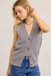 Chaleco Knit Button Gris Amie