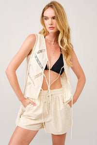 Set Chaleco/Short Lace Linen Simone