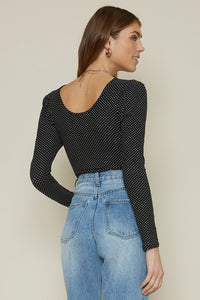 Top Negro Polka Dots Puff