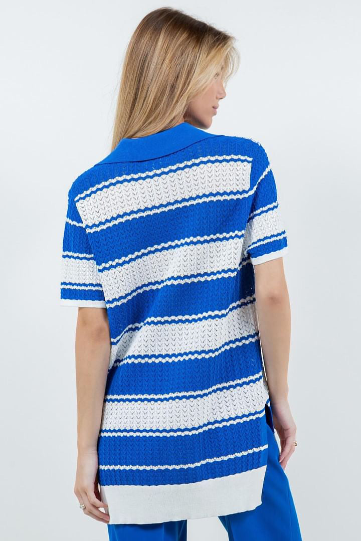 Camisa Knit Stripe Azul Melanie