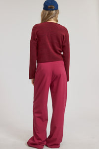 Pantalon Trouser Burgundy Pleated Mara