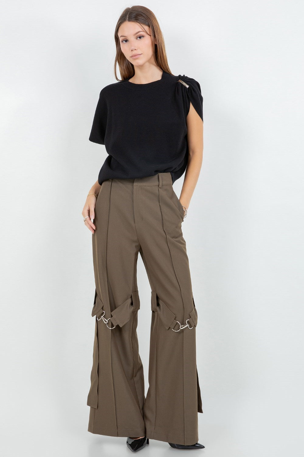 Top Knit Negro Metal Ring Carolina