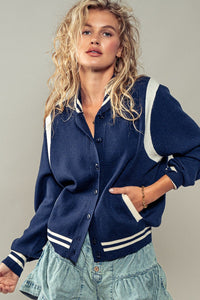 Suéter Bomber Varsity Navy Ella