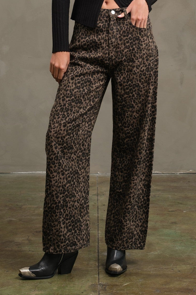 Pantalón Denim Leopard Barrel Washed Mia