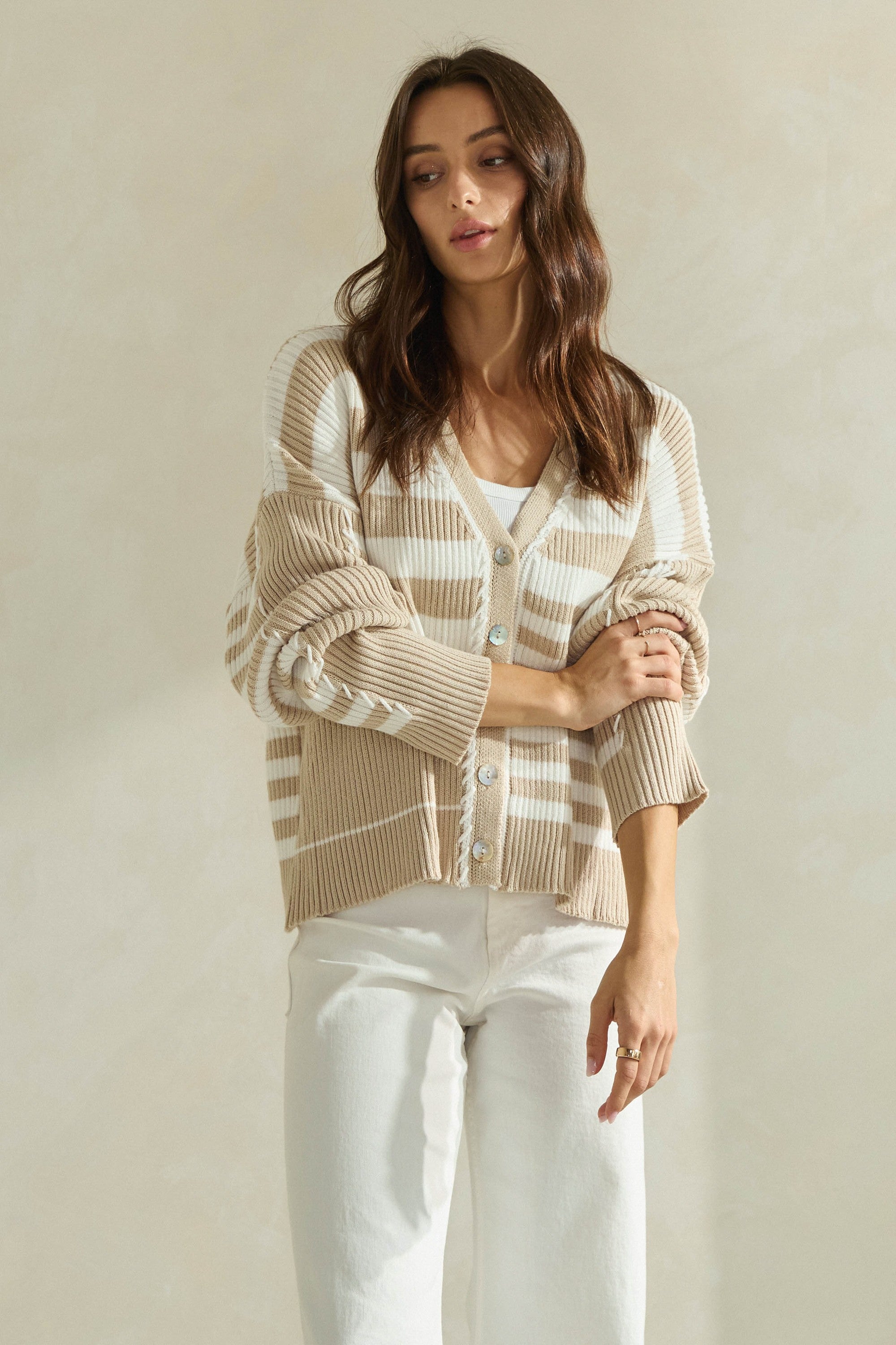 Suéter Cárdigan Stripes Colorblock Lauren