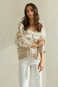 Suéter Cárdigan Stripes Colorblock Lauren