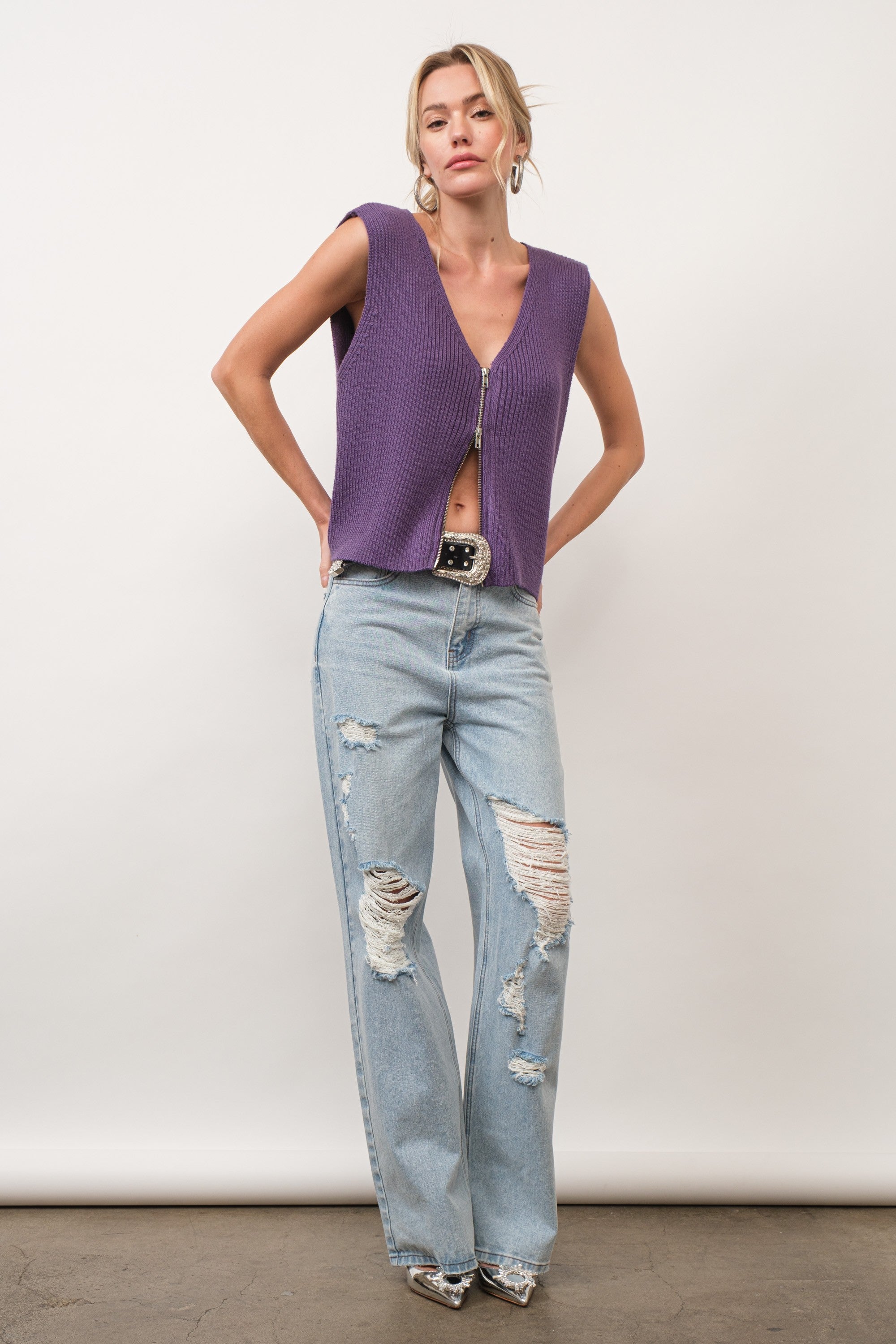Chaleco Morado Zipper Nell
