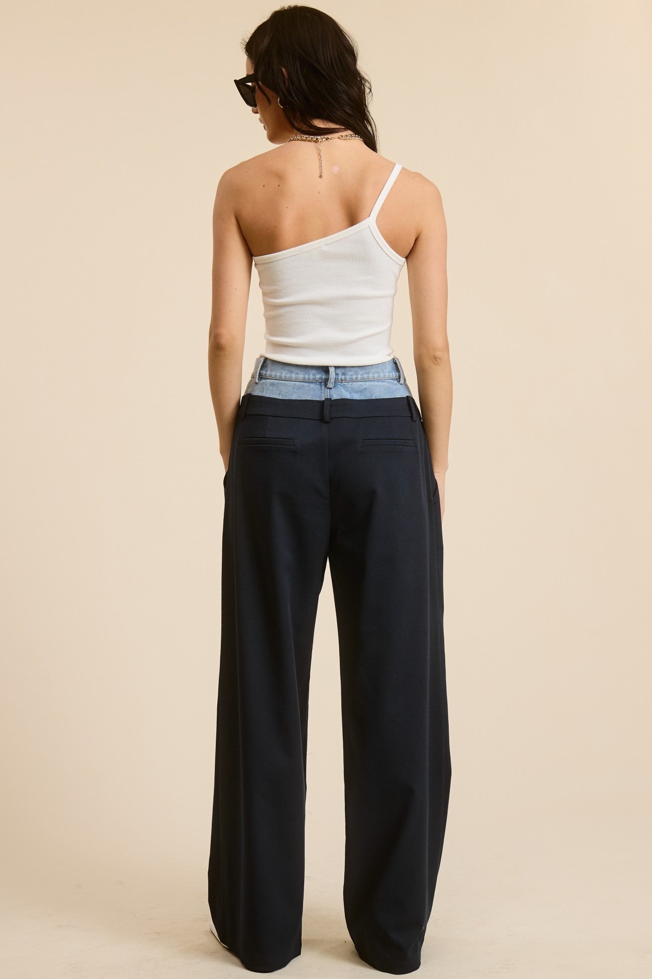 Pantalón Trouser Denim Contrast Navy Connie