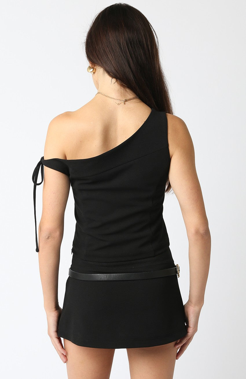 Top Negro One Shoulder Strap Erika