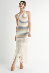 Vestido Crochet Stripes Fringes Rain