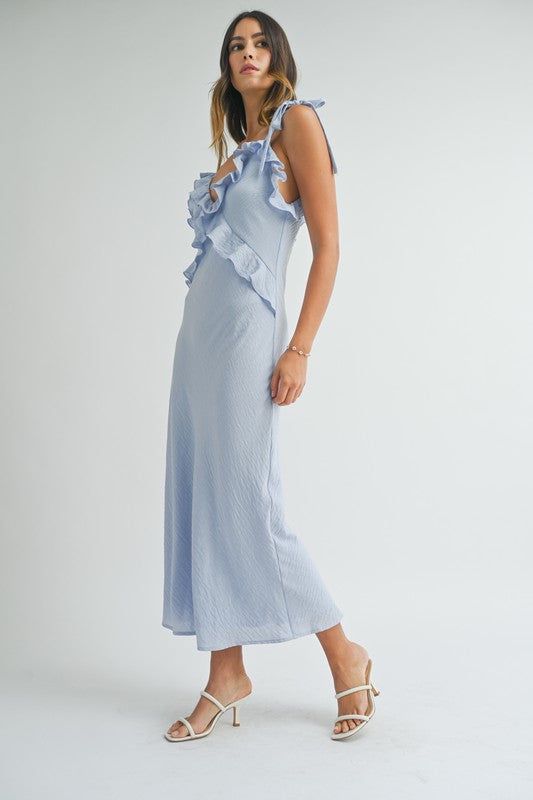 Vestido Largo Azul Ruffle Alex