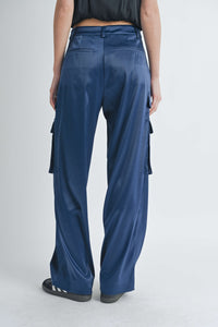 Pantalón Cargo Satin Azul