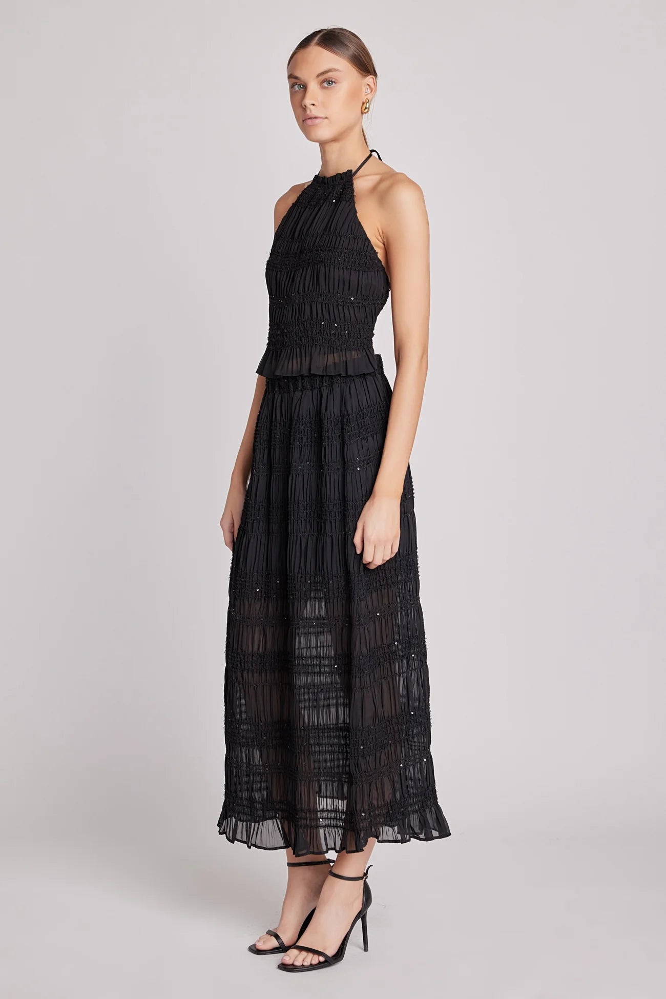 Set Top/Falda Chiffon Sequins Renata