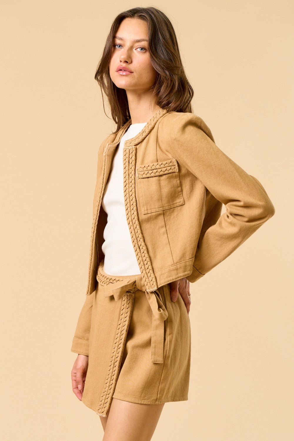 Chaqueta Denim Braided Camel Cameron