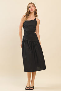 Vestido Negro Asimétrico Cut Out Lena