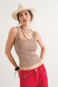 Top Tan Ribbed Básico Strap Square Nush