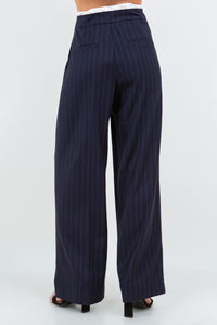 Pantalón Trouser Contrast Dark Navy Stripes Blue