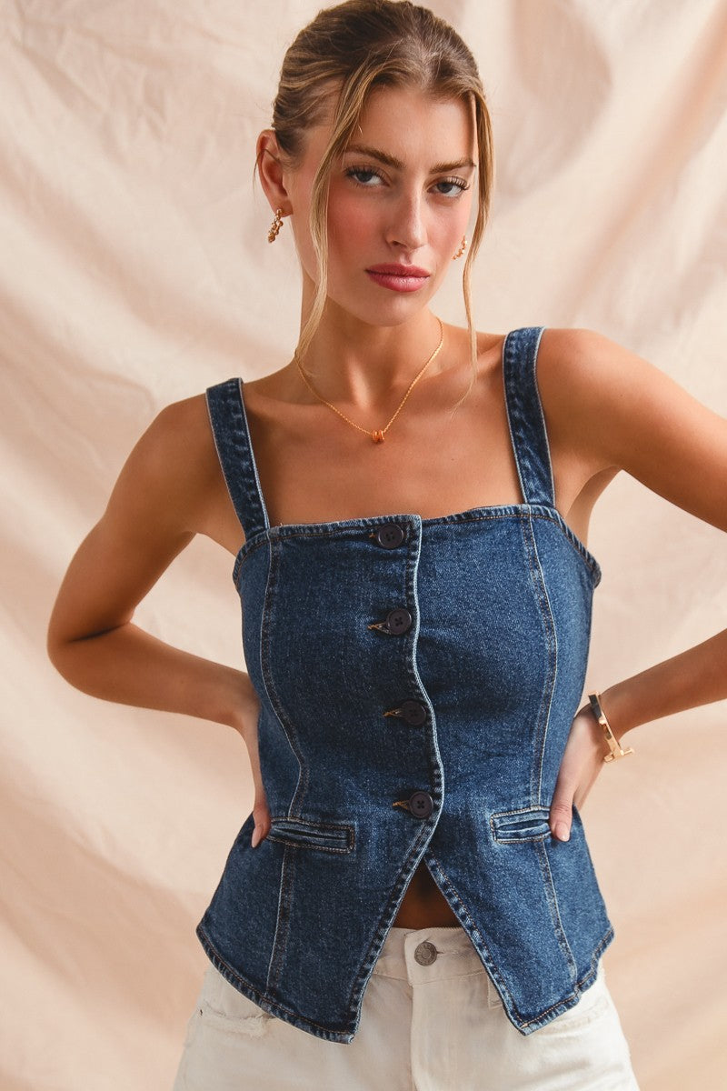 Top Denim Button Down Milly