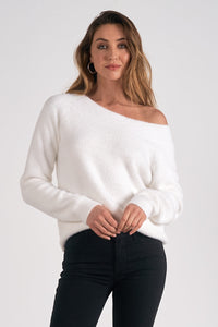 Suéter Blanco Off Shoulder Fuzzy Maia