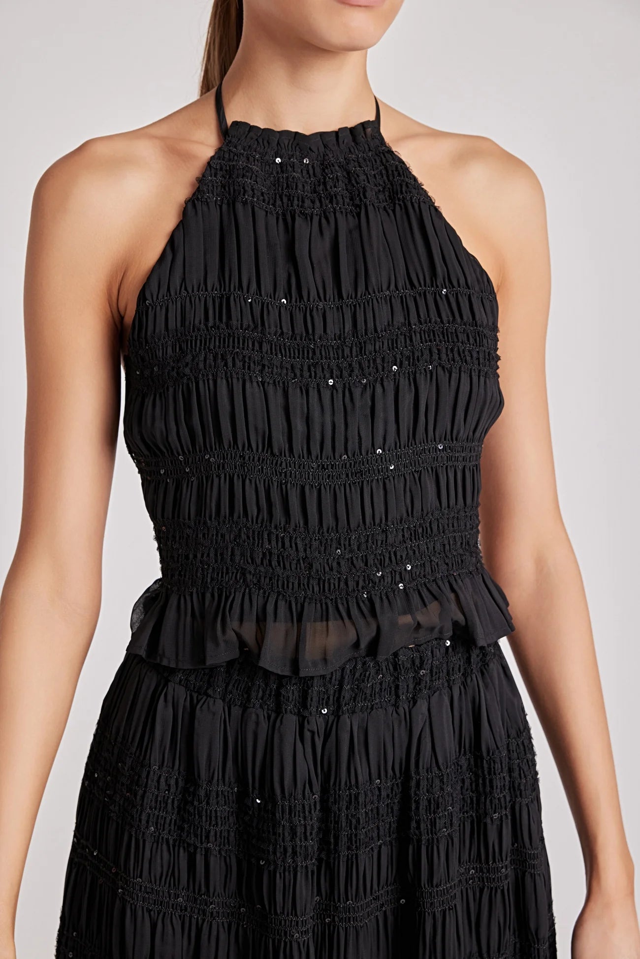 Set Top/Falda Chiffon Sequins Renata