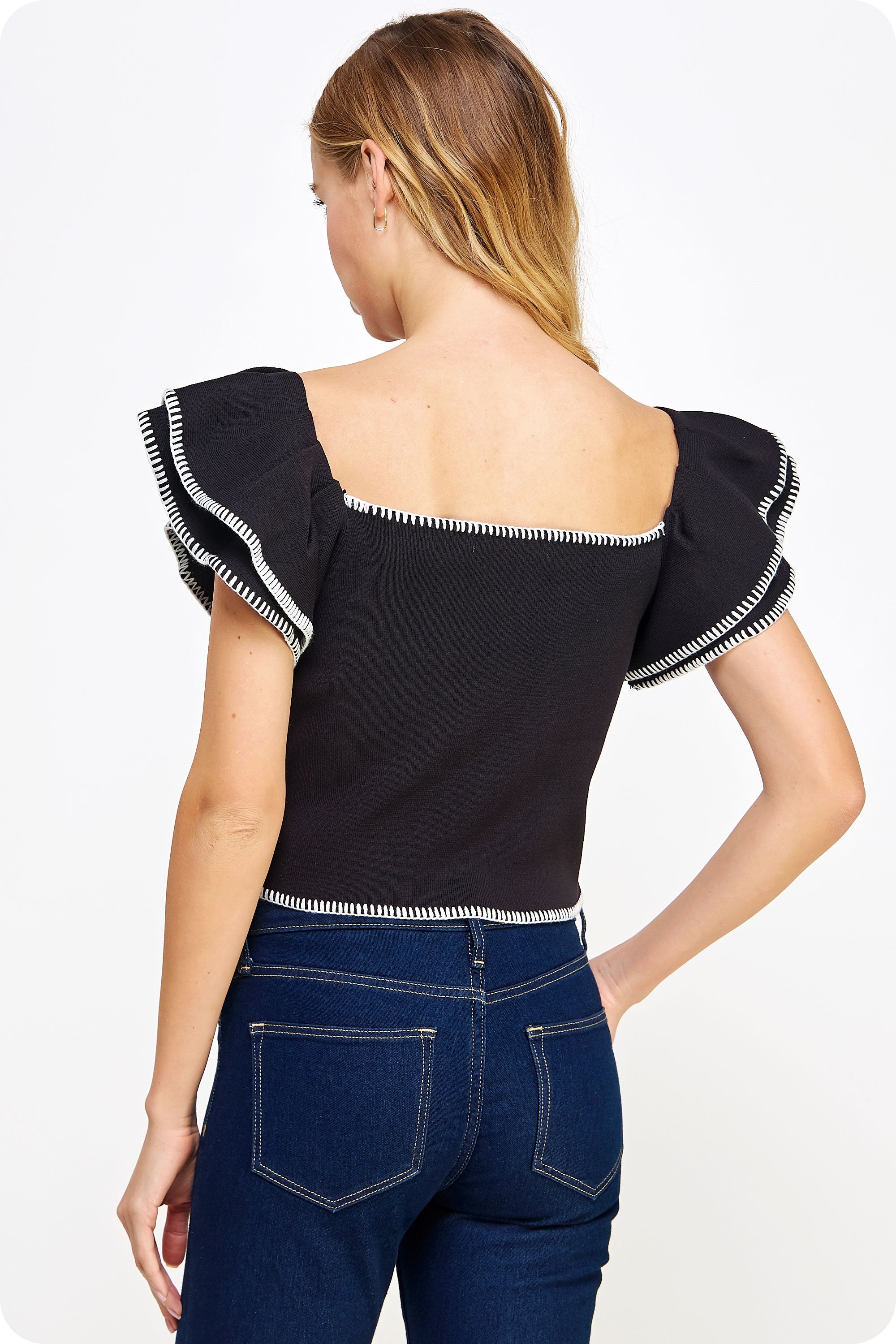 Top Colorblock Negro/Blanco Stitches Fabi