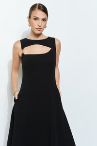Vestido Midi Negro Asimétrico Buckle Zoe