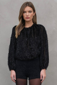 Camisa Negra String Feathers 2 Ways Allison