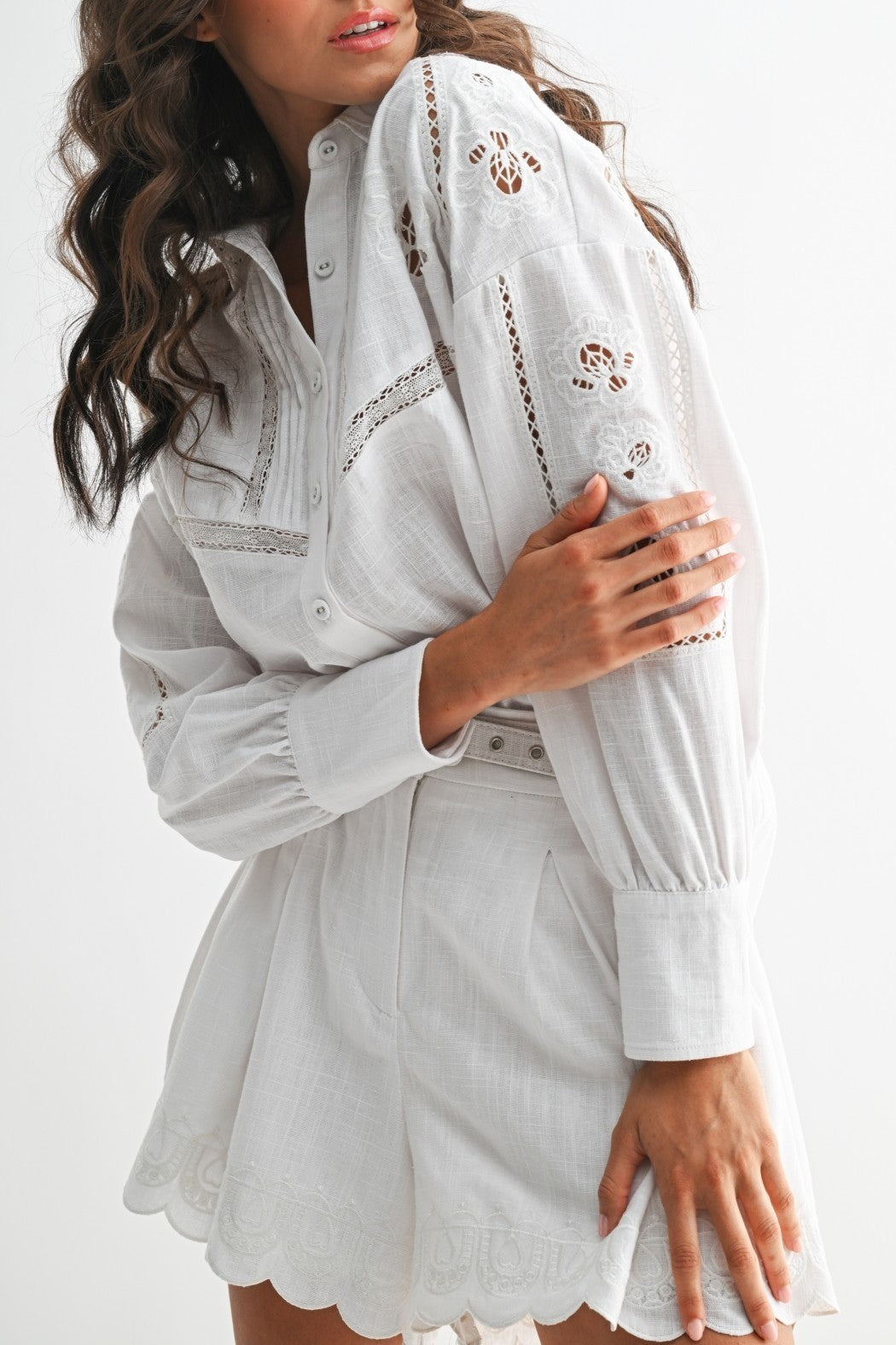 Set Blanco Linen Embroidered Rachel