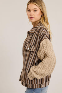 Chaqueta Contrast Stripes Cable Knit Lisa