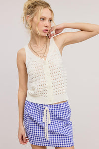 Tank Top Blanco Crochet  Button Fabiola