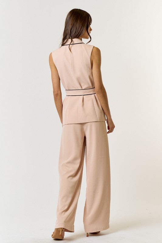 Set Light Pink Chaleco Belted Kim