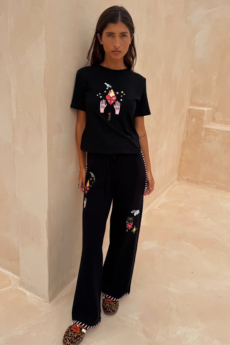 Pantalón Jogger Negro Night Garden Neverfully