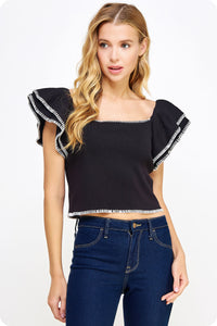 Top Colorblock Negro/Blanco Stitches Fabi