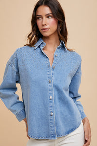 Camisa Denim Rhinestones Tori