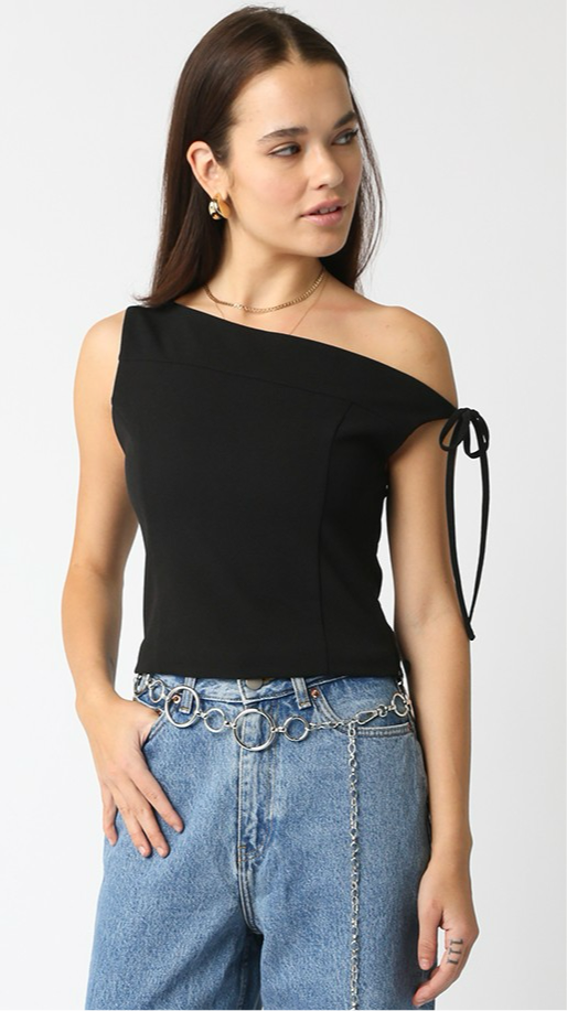 Top Negro One Shoulder Strap Erika