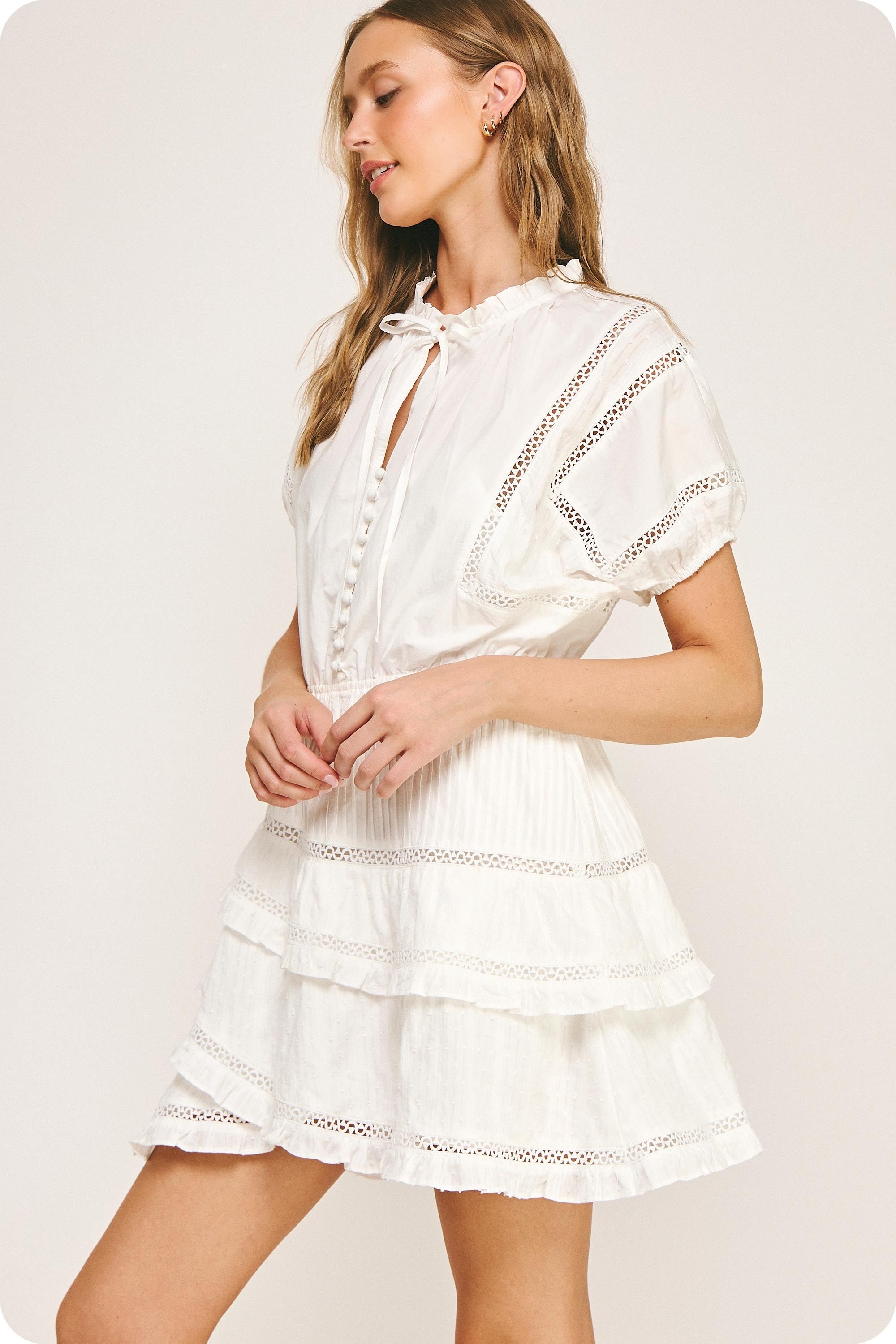 Vestido Lace Ruffle Blanco