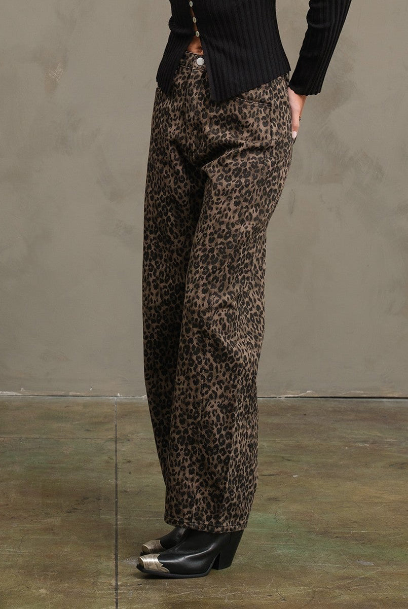 Pantalón Denim Leopard Barrel Washed Mia