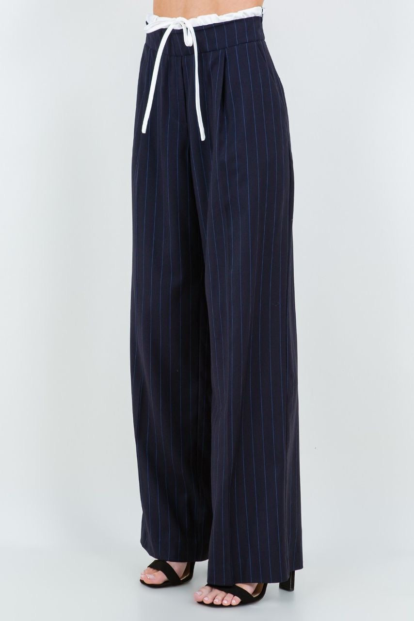 Pantalón Trouser Contrast Dark Navy Stripes Blue