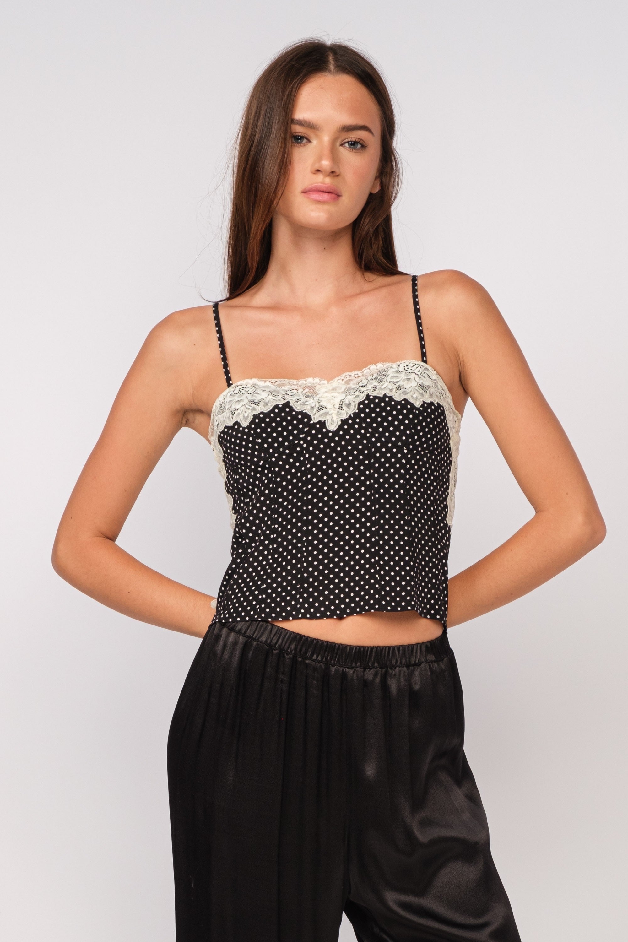 Top Lace Cami Negro Dots FINAL SALE