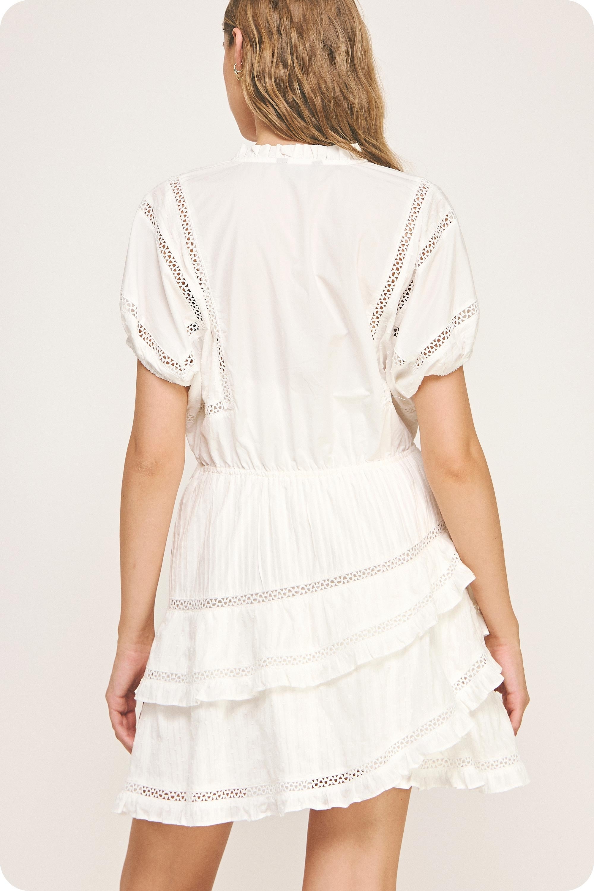 Vestido Lace Ruffle Blanco