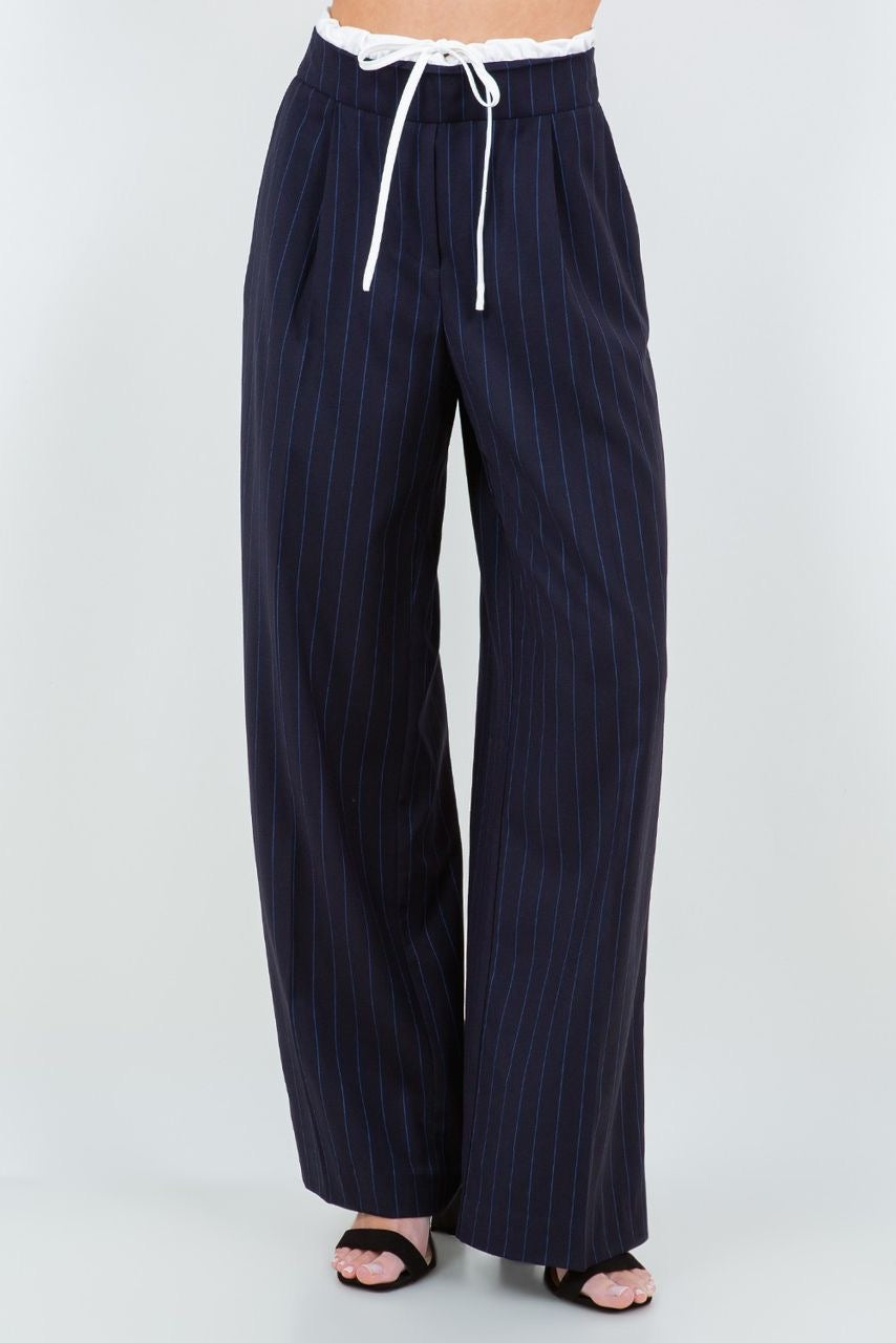 Pantalón Trouser Contrast Dark Navy Stripes Blue