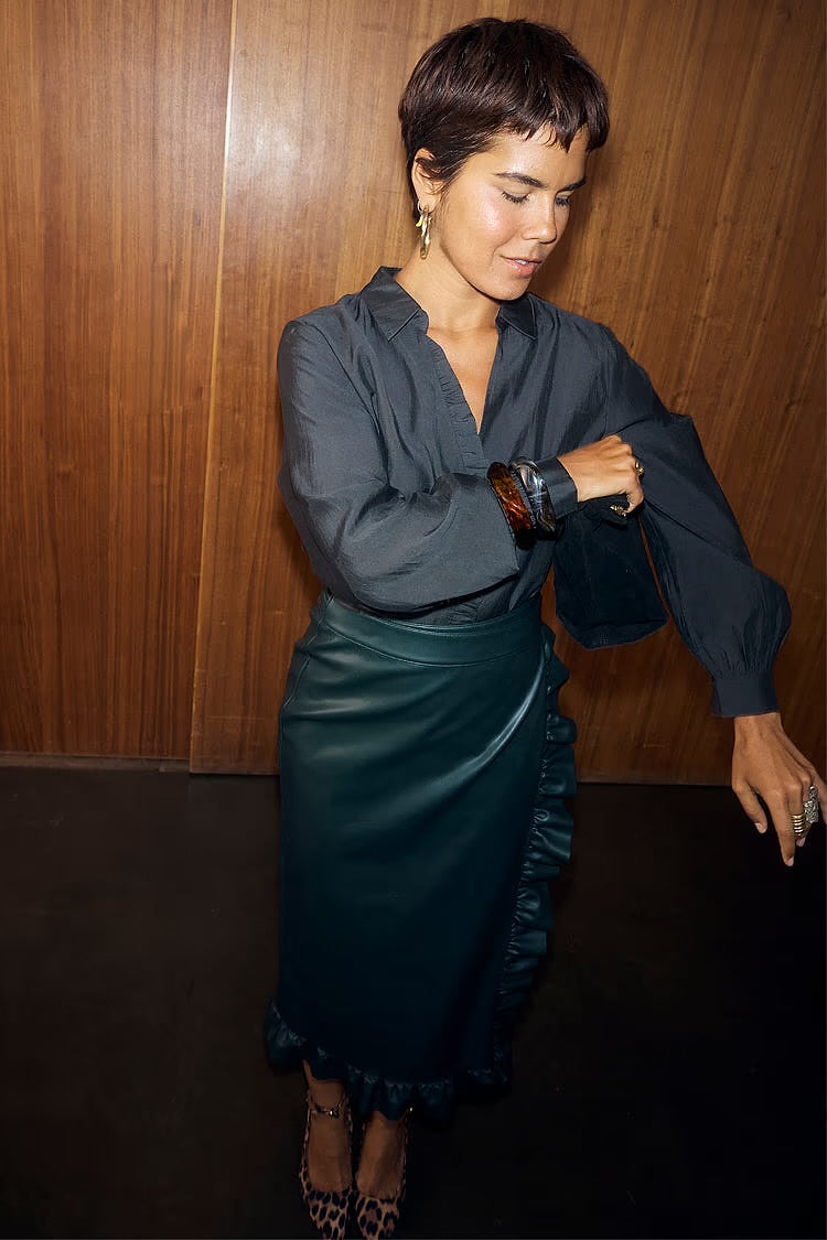 Camisa Ruffle Bottle Green Miley Neverfully