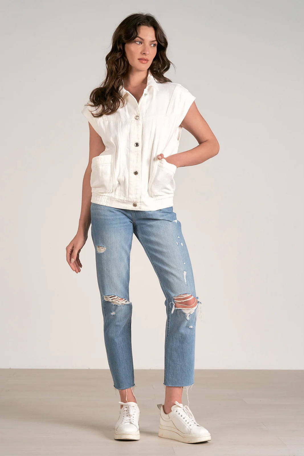 Chaleco Denim Blanco Joy