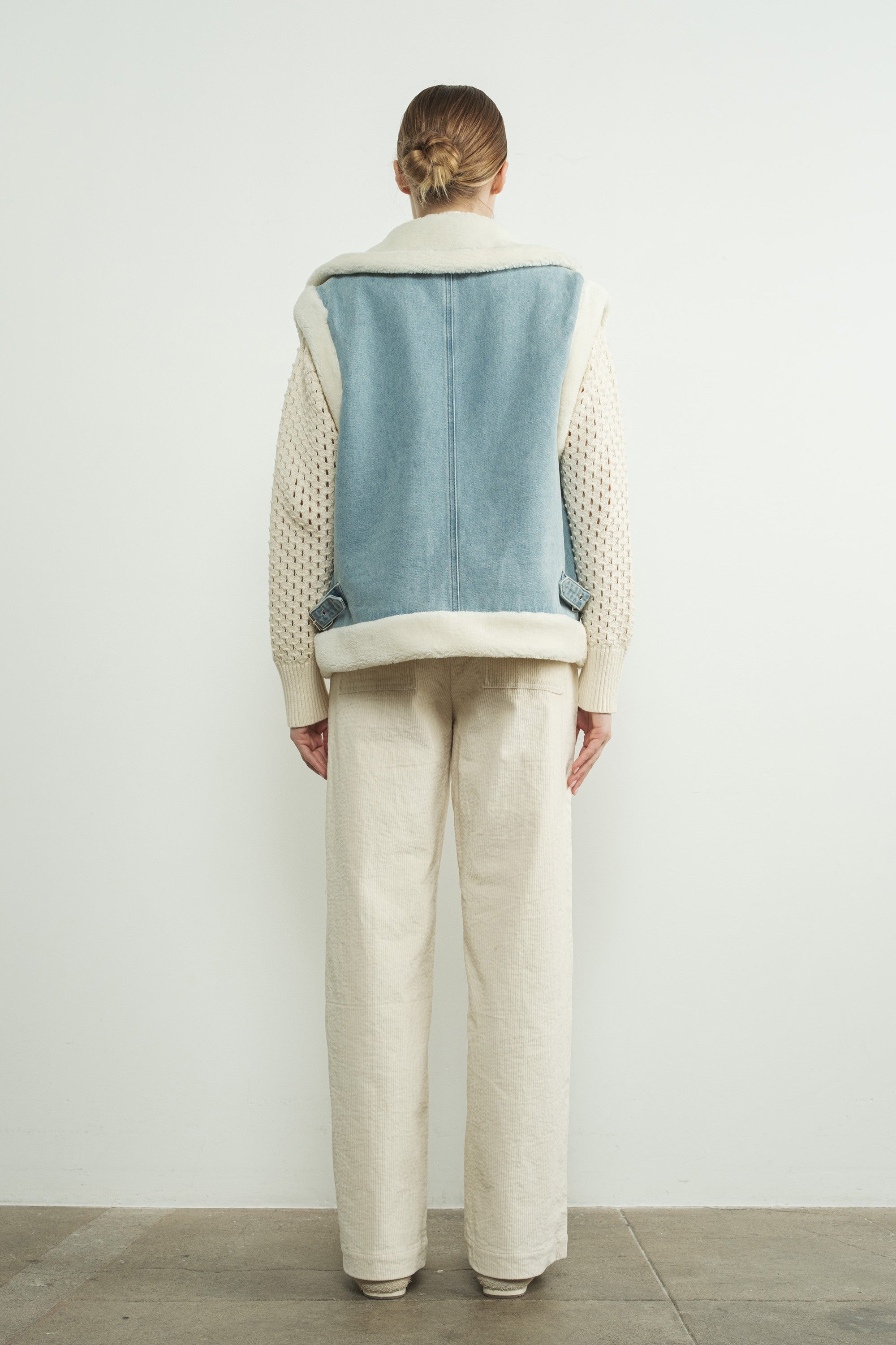 Chaleco Biker Denim Sherpa Bee