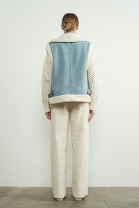Chaleco Biker Denim Sherpa Bee