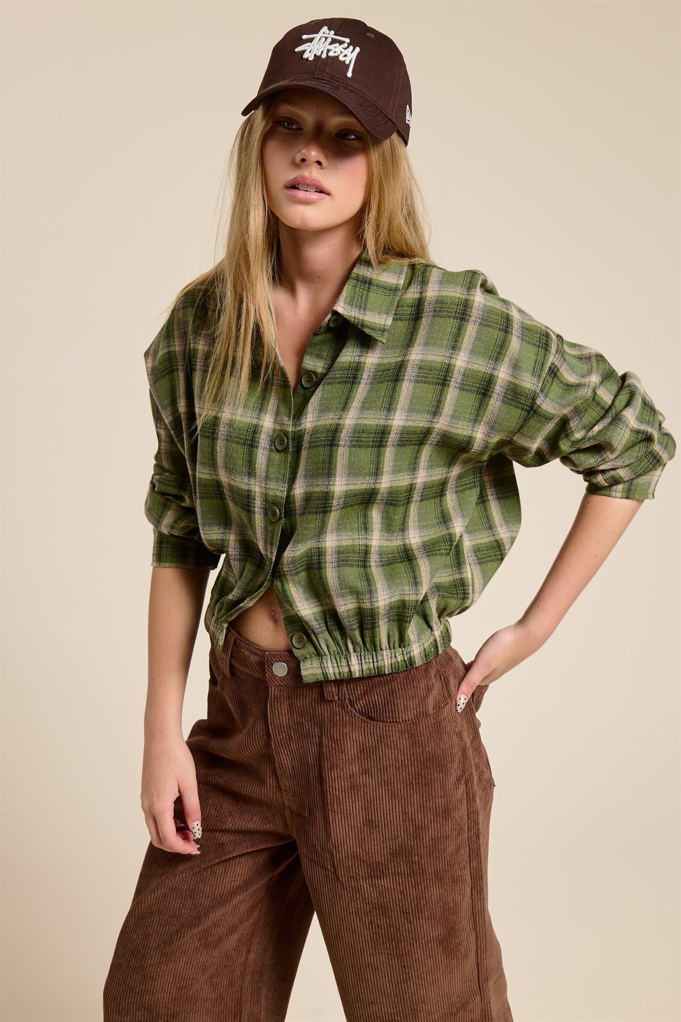 Camisa Plaid Olive Bomber Bonnie