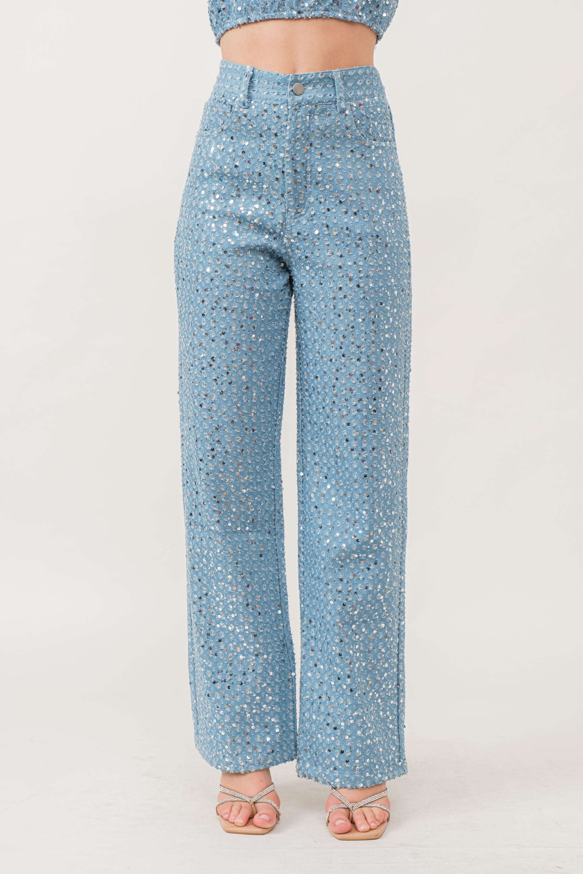 Pantalón Denim Sequin Embellished Light FINAL SALE